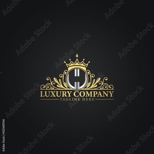Royal Luxury Company Logo Design with Gold Elements