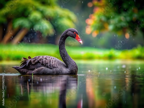 Experience the mesmerizing Black Swan in the Rain, a stunning tilt-shift photography journey showcasing captivating scenes of nature in miniature beauty.