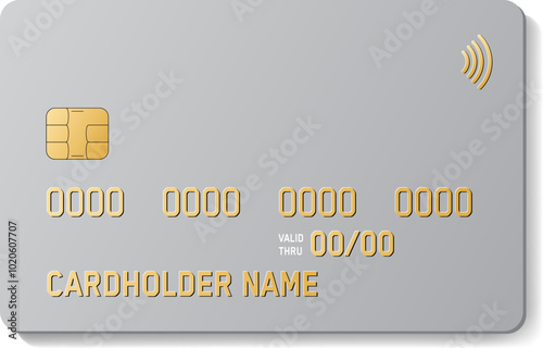 Credit plastic card with emv chip. Contactless payment. NFC bank card.