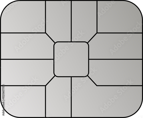EMV chip silver vector icon. Contactless payment at terminals and ATMs. Square computer microchips for credit debit cards. Set line nfc symbol. 