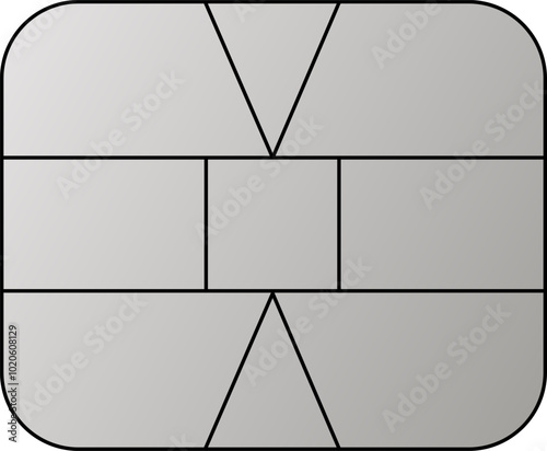 EMV chip silver vector icon. Contactless payment at terminals and ATMs. Square computer microchips for credit debit cards. Set line nfc symbol. 