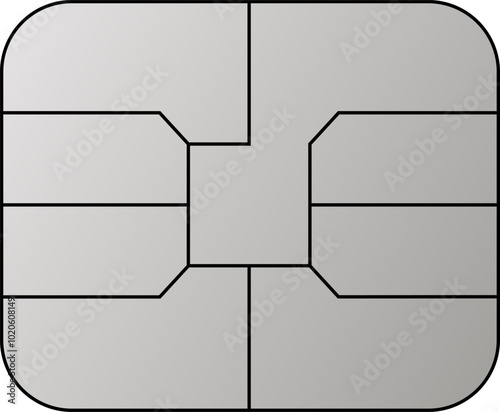 EMV chip silver vector icon. Contactless payment at terminals and ATMs. Square computer microchips for credit debit cards. Set line nfc symbol. 