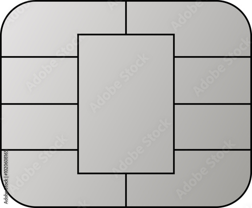 EMV chip silver vector icon. Contactless payment at terminals and ATMs. Square computer microchips for credit debit cards. Set line nfc symbol. 