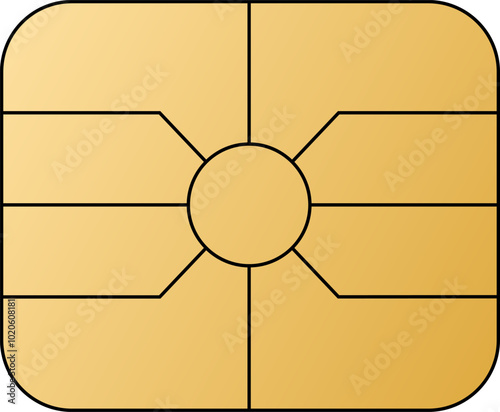 EMV chip golden vector icon. Contactless payment at terminals and ATMs. Set line nfc symbol. Square computer microchip for credit debit cards. 