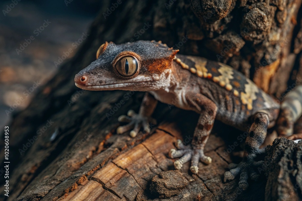 Photograph a leaf-tailed gecko perfectly blending into its surroundings on a tree trunk, showcasing its remarkable adaptation.
Photograph a leaf-tailed gecko perfectly blending into its surroundings on a tree trunk, showcasing its remarkable adaptation.