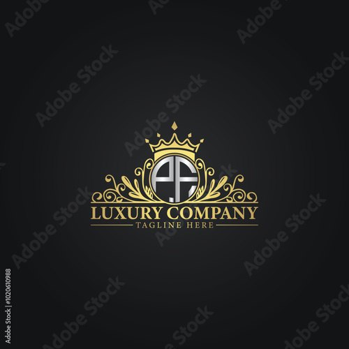 Luxury Crown Logo with Elegant Flourishes and Monogram
