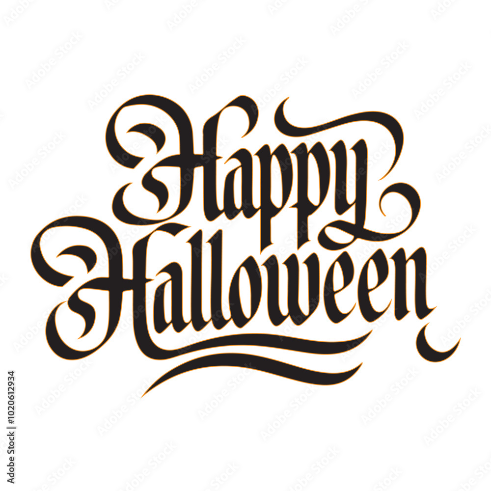 Obraz premium Happy Halloween greeting card design Elegant calligraphy style Vector illustration Isolated on white