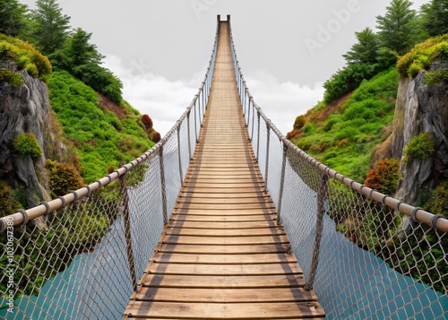 Isolated rope bridge against a transparent background, tailored for adventure and nature-themed marketing and creative