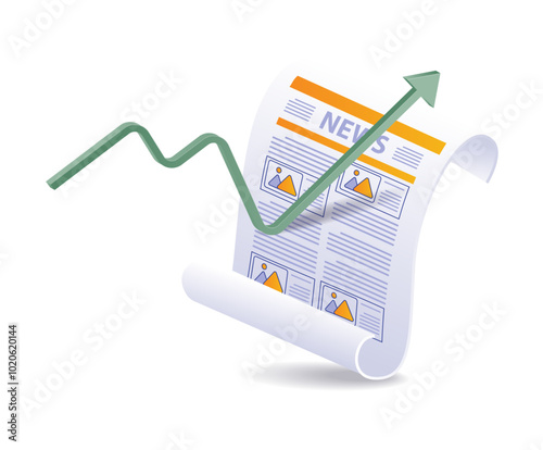 Latest news newspaper business growth isometric illustration