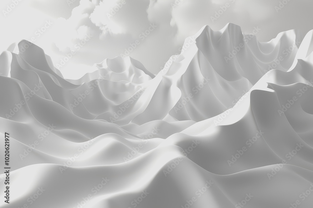 Fototapeta premium . Clean mountain with a large white space. Minimalist style.