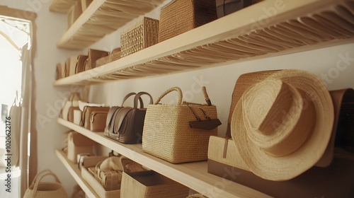Collection of eco-friendly accessories in a zero-waste fashion boutique