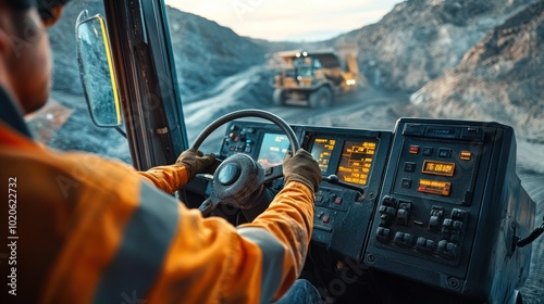 Driver's Perspective of a Large Dump Truck Operating in a Quarry