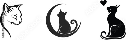 Wallpaper Mural Set of cat, logo design,  vector illustration. Torontodigital.ca