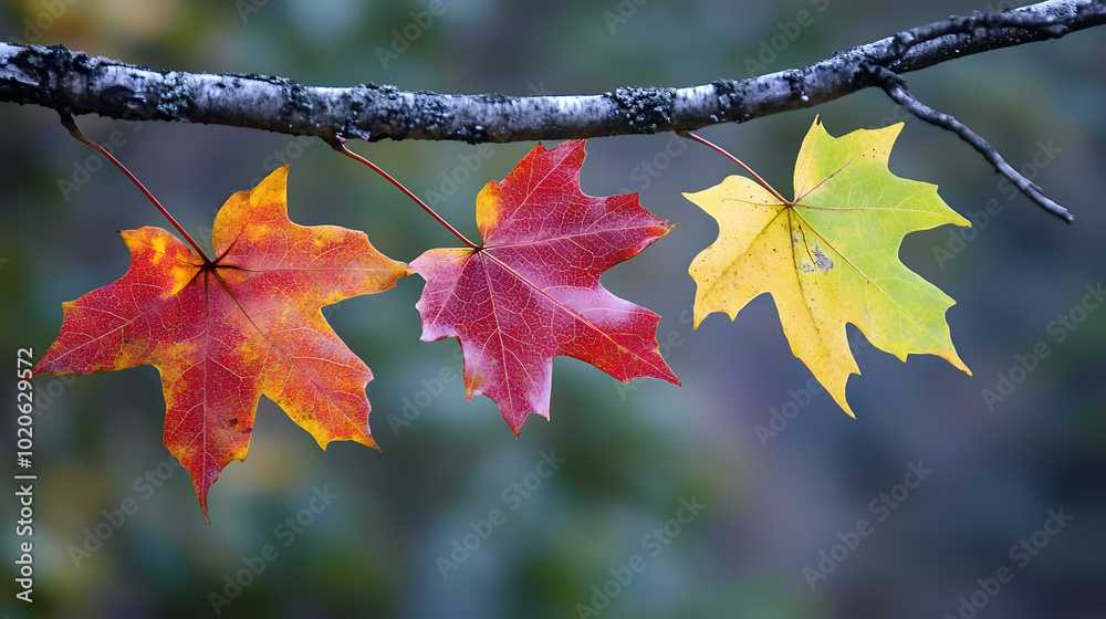 Fototapeta premium Autumn Nature Background: Orange autumn leaves falling on a white background with space for text.