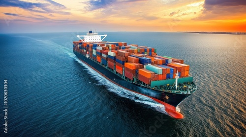 Maritime transportation managing global shipping logistics photo