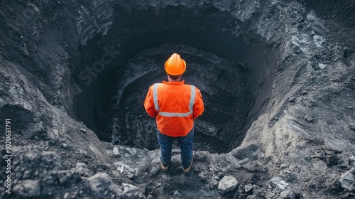 Safety engineer inspecting excavation pit operations