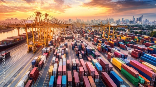 Seaport container logistics managing global trade