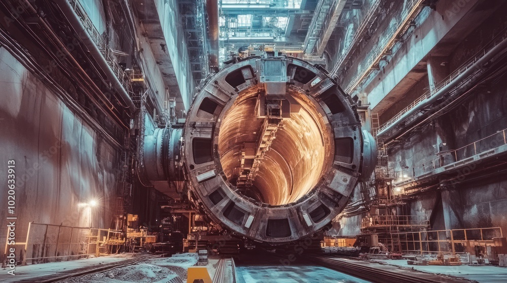 Tunnel boring machine in operation at a large underground site Tunnel boring machine in operation at a large underground site