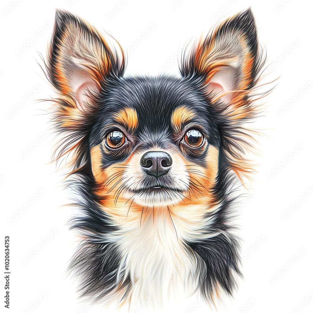 Chihuahua dog illustration isolated on white background. Cute small dog face portrait for canine food, veterinary or dog grooming. Chihuahua dog illustration isolated on white background. Cute small dog face portrait for canine food, veterinary or dog grooming.
