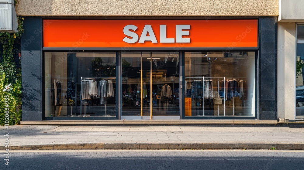 Naklejka premium a business promoting a sale with a bold banner displayed in front of their store