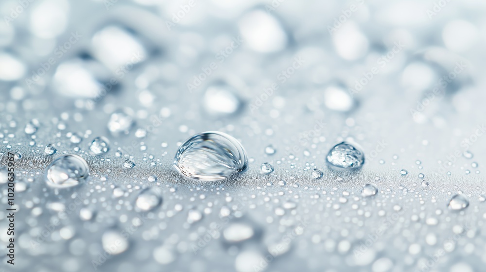 Close-up view of water droplets on a smooth surface capturing the beauty of nature's texture and clarity