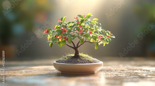 Bonsai Tree in Miniature Bowl, Growing Indoors