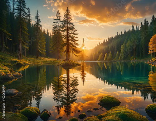 sunrise over lake