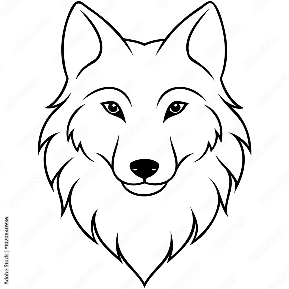 Fototapeta premium Wolf head black silhouette Vector illustration. Wolf Head Vintage Logo Stock Vector, Wolf head line art