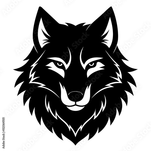 Wolf head black silhouette Vector illustration. Wolf Head Vintage Logo Stock Vector, Wolf head line art