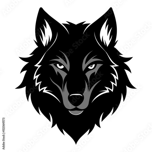 Wolf head black silhouette Vector illustration. Wolf Head Vintage Logo Stock Vector, Wolf head line art