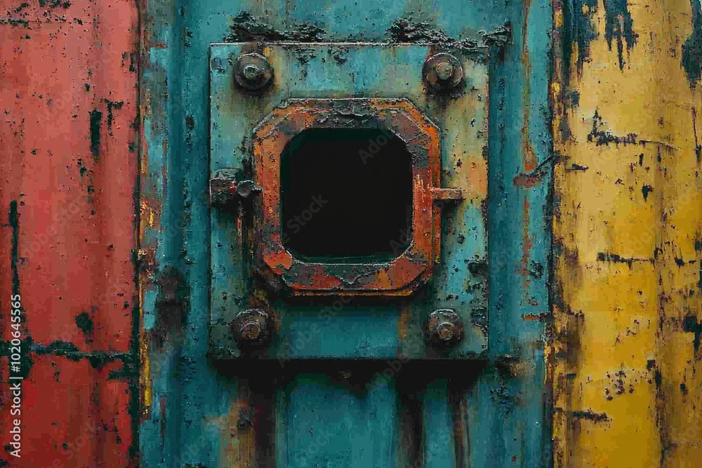 Rusty Metal Panel with a Rectangular Hole Rusty Metal Panel with a Rectangular Hole