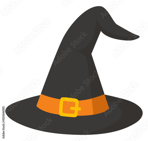 Witch hat flat icon design isolated on white background.