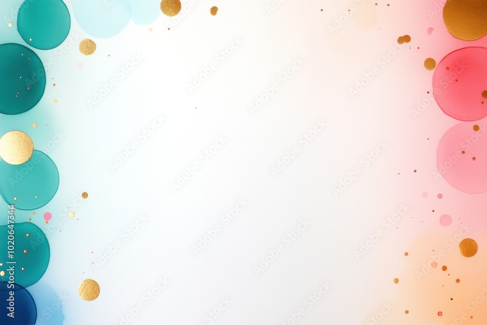 Colorful circles and golden spots on a white background decor. Colorful circles and golden spots on a white background decor.