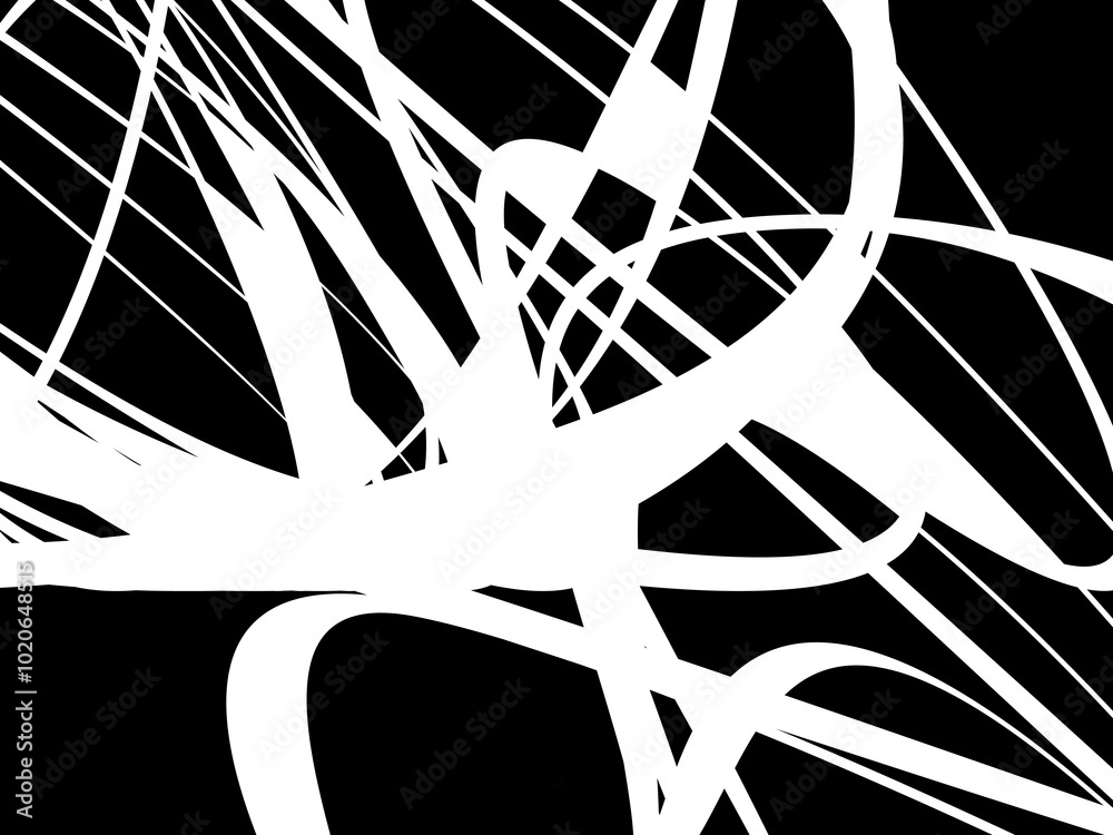 White tangled thread background. Circular abstract pen stroke vector illustration, on black background. Tangled scribbles hand drawn doodles. Vector illustration isolated on black background. White tangled thread background. Circular abstract pen stroke vector illustration, on black background. Tangled scribbles hand drawn doodles. Vector illustration isolated on black background.