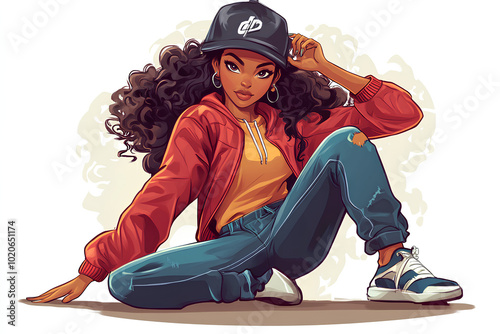 character cartoon Hip Hop girl, illustration
