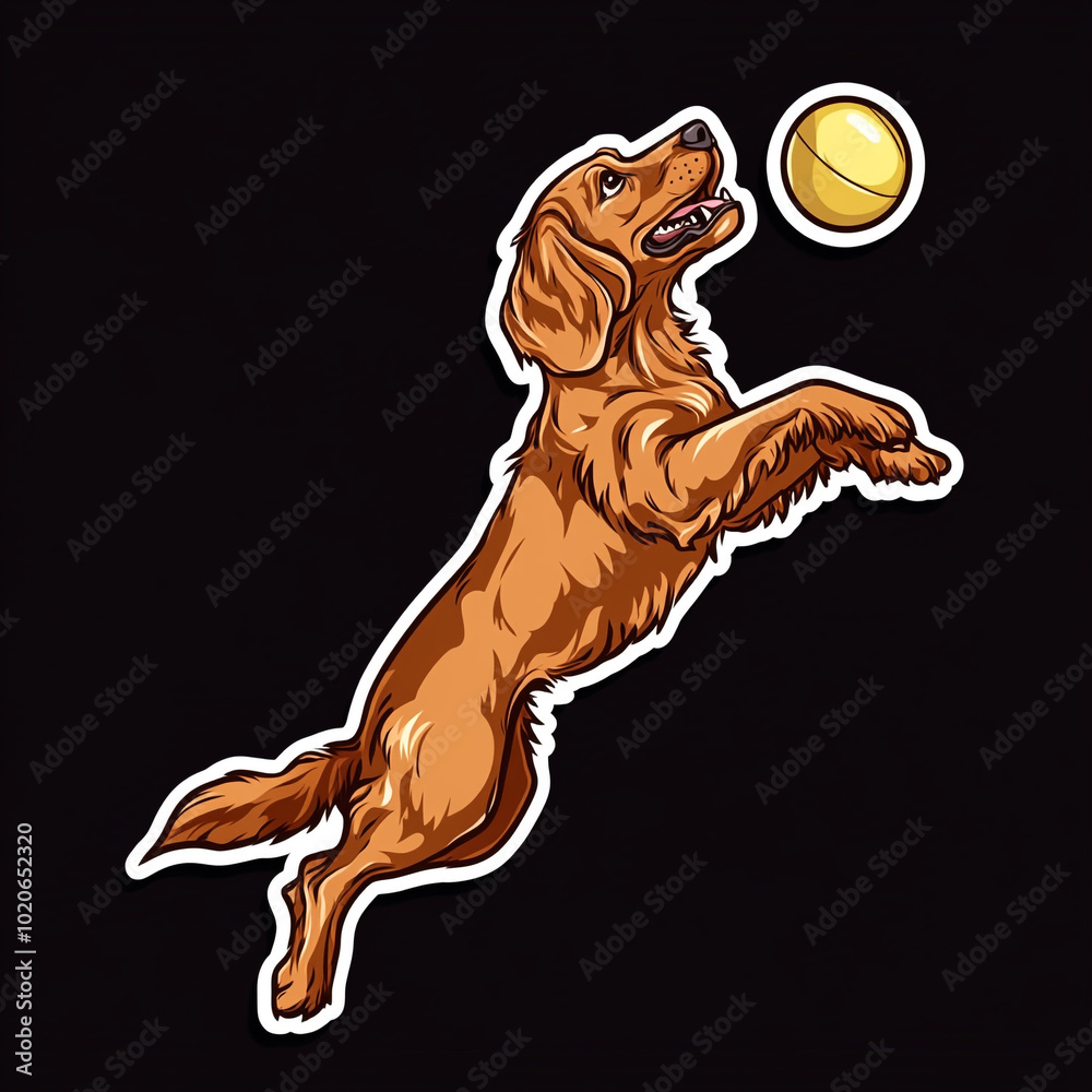 Irish Setter Dog Jumping To Catch A Ball Cartoon Illustration Irish Setter Dog Jumping To Catch A Ball Cartoon Illustration