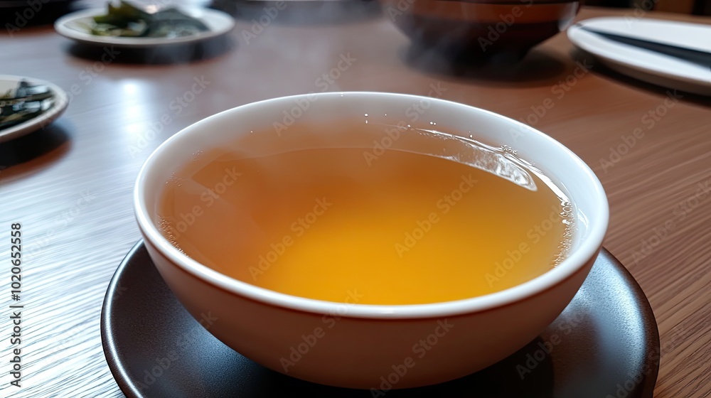 Warm Cup of Herbal Tea on a Wooden Table Warm Cup of Herbal Tea on a Wooden Table