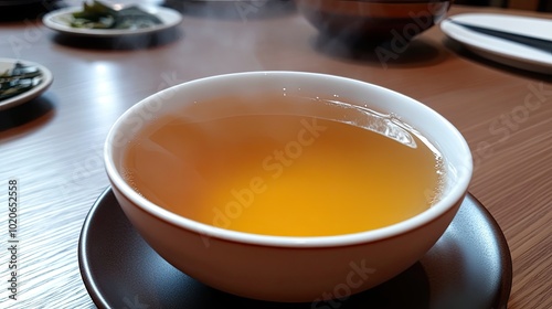 Warm Cup of Herbal Tea on a Wooden Table