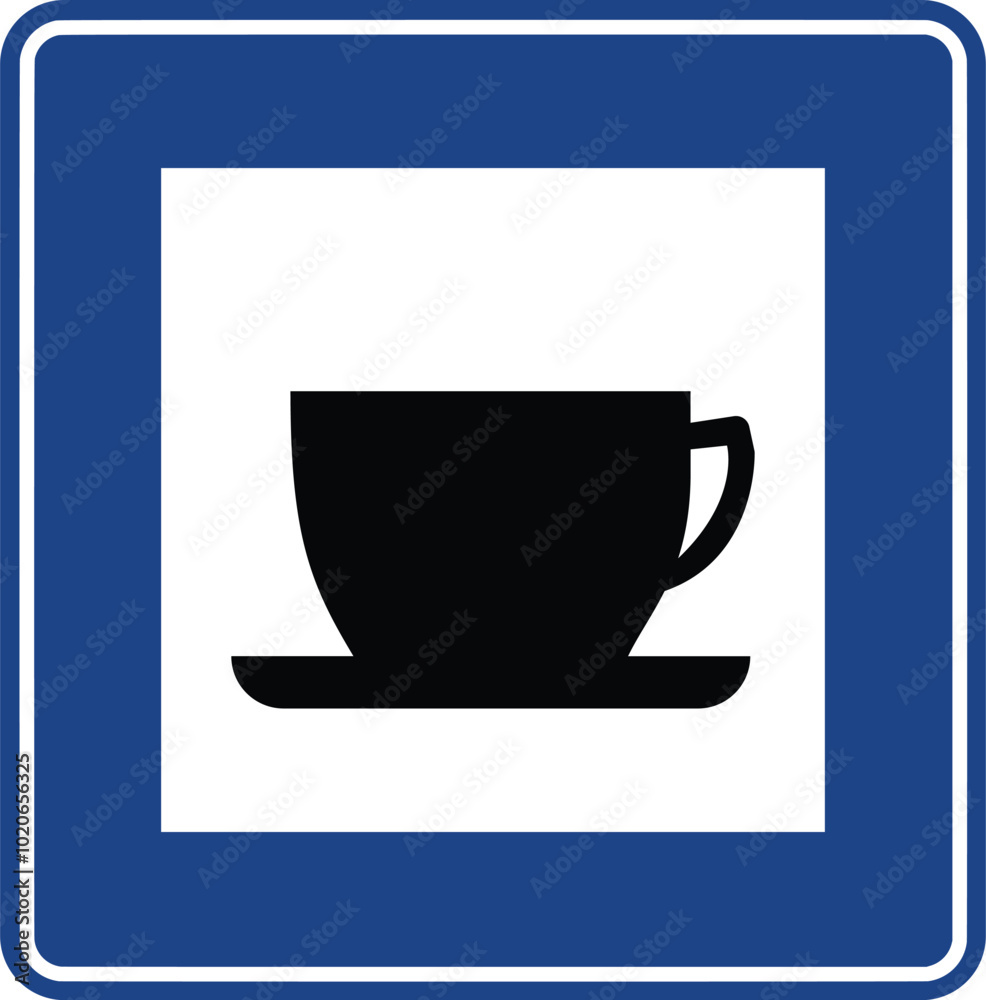 Tea room or cafeteria, Road signs in Turkey. Standard traffic signs on Turkish highways. (Turkish: Karayollari standart trafik isaret levhalari, Bilgi isaretleri) Tea room or cafeteria, Road signs in Turkey. Standard traffic signs on Turkish highways. (Turkish: Karayollari standart trafik isaret levhalari, Bilgi isaretleri)