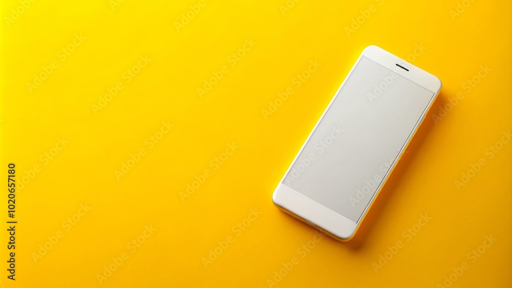 This isolated product photo features a sleek white smartphone on a bright yellow backdrop, highlighting its contemporary design. An ideal shot for tech enthusiasts and gadgets. This isolated product photo features a sleek white smartphone on a bright yellow backdrop, highlighting its contemporary design. An ideal shot for tech enthusiasts and gadgets.