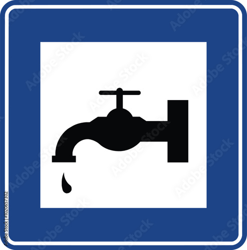 Fountain or faucet, Road signs in Turkey. Standard traffic signs on Turkish highways. (Turkish: Karayollari standart trafik isaret levhalari, Bilgi isaretleri)