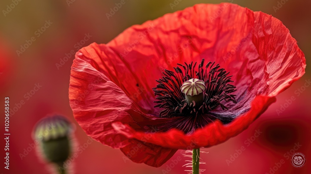 Vibrant Red Poppy Flower in Bloom Vibrant Red Poppy Flower in Bloom