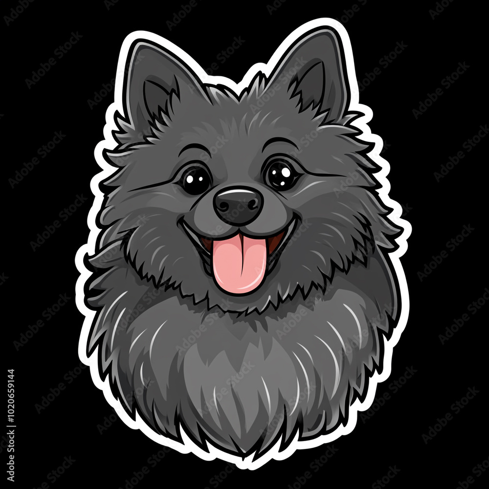 Naklejka premium Keeshond Dog Smiling With Its Tongue Out Cartoon Illustration