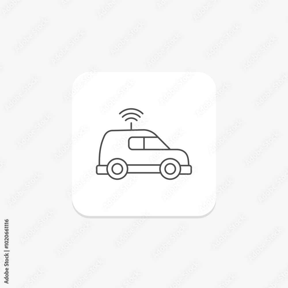 Driverless Vehicle thinline icon , vector, pixel perfect, illustrator file Driverless Vehicle thinline icon , vector, pixel perfect, illustrator file