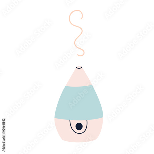 Vector illustration of home humidifier. Flat cartoon design, home appliances, air quality, and wellness. Ideal for interior decor and healthy living theme, isolated colored clipart on white background