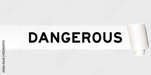 Ripped gray paper background that have word dangerous under torn part