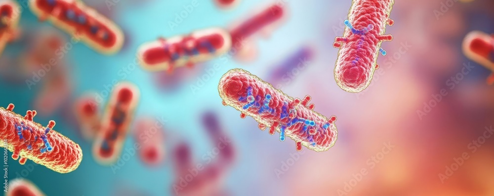 Bacteria DNA mutation generating multi-drug resistance, 3D illustration Bacteria DNA mutation generating multi-drug resistance, 3D illustration