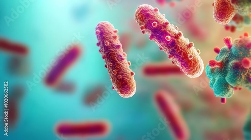 Bacteria evading immune system, resistance strategy, 3D illustration