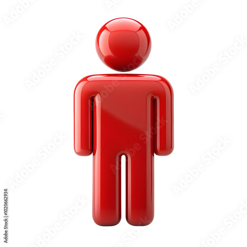 3d Red human icon isolated on transparent white background.