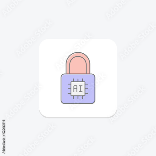 Ai Lock lineal color icon , vector, pixel perfect, illustrator file